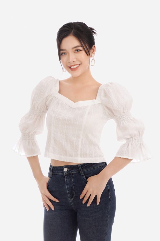 Áo sơ mi chất liệu thô dáng ngắn dài tay FAS33026 - PANTIO