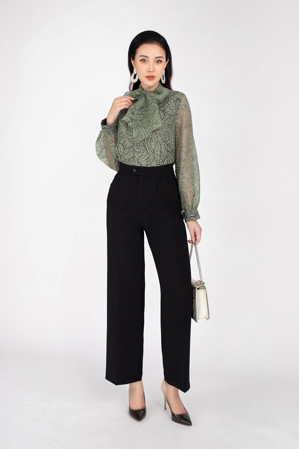 BQD72519 - Quần dài ống suông chất liệu Tuyt-si túi sườn - PANTIO