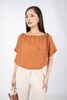 FAS33263 - Áo kiểu dạo phố vải thô đũi dáng croptop cạp chun cổ thuyền rút nhún ốp túi ngực - PANTIO