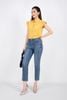 FQB123 - Quần jean dạo phố vải denim dáng ôm gấu xẻ đính khuy trang trí - PANTIO