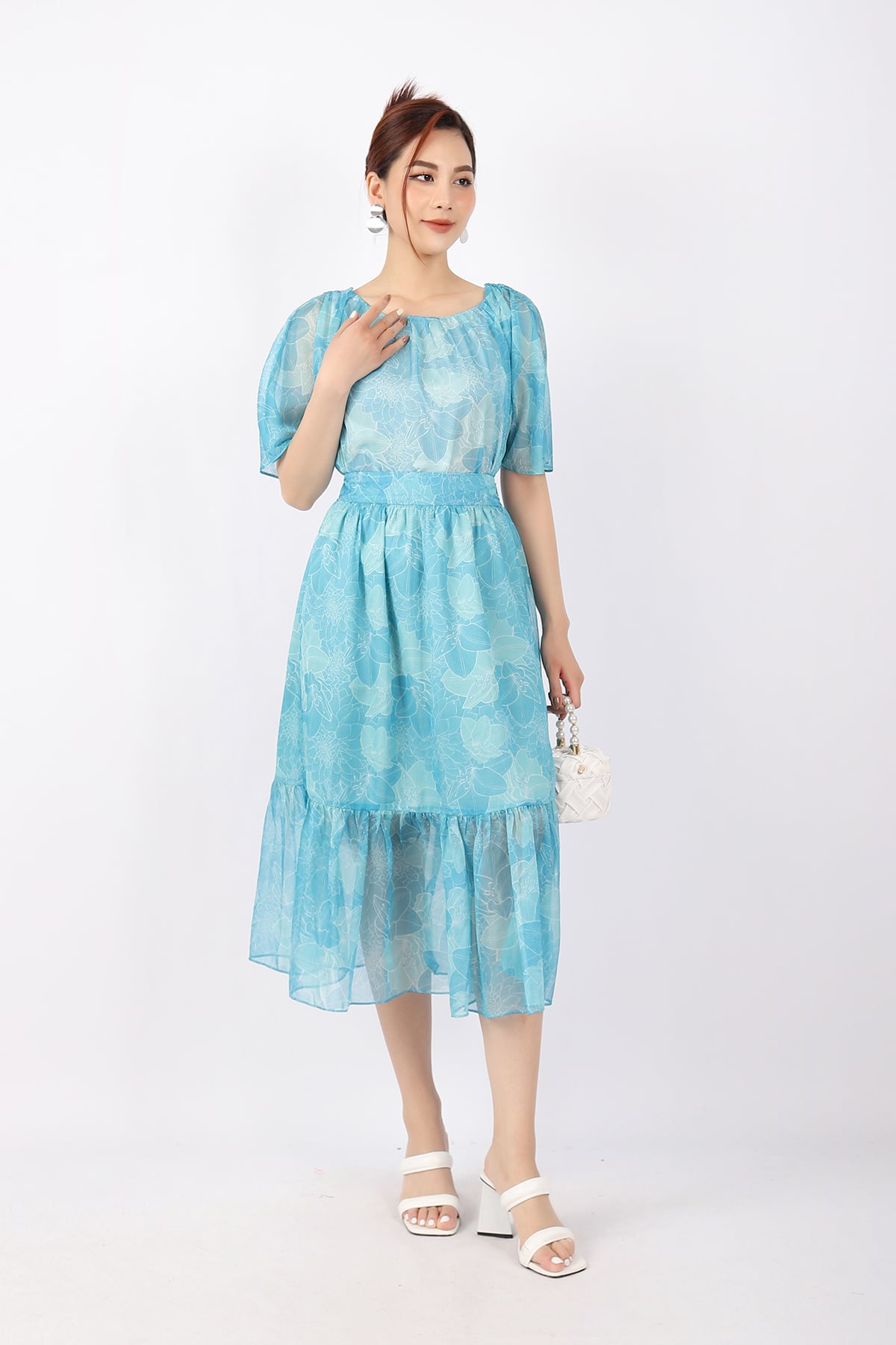 BJD32841 - Chân váy dạo phố vải voan dáng Xoè thân sau phối chun co dãn - PANTIO