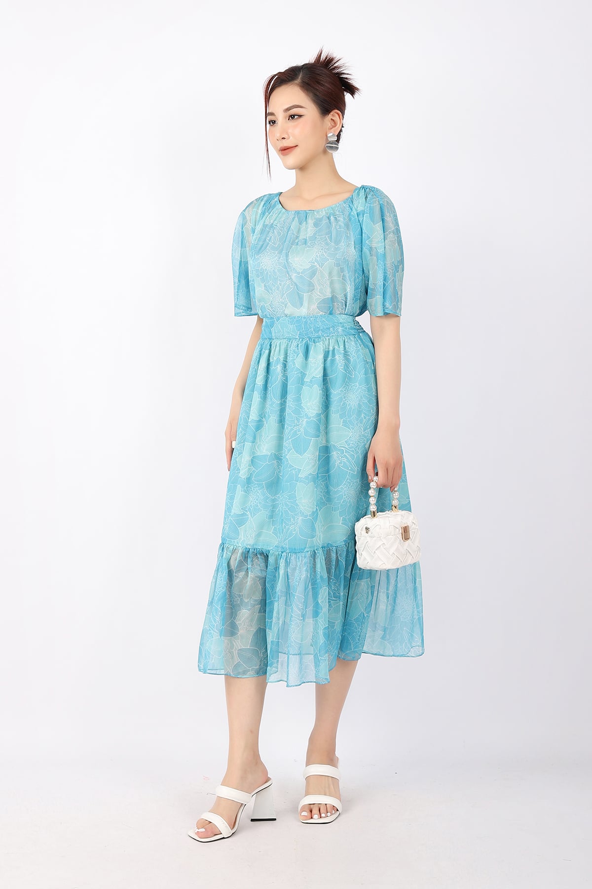 BJD32841 - Chân váy dạo phố vải voan dáng Xoè thân sau phối chun co dãn - PANTIO