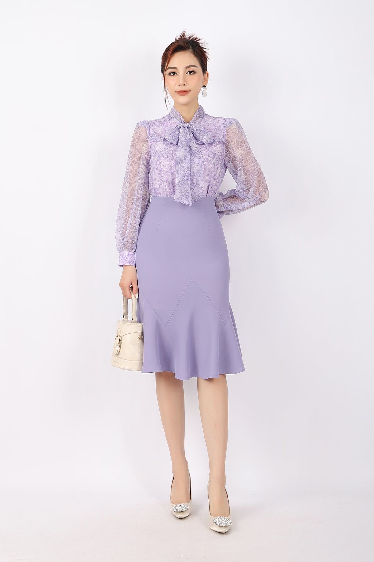 FJD51068 - Chân váy công sở vải tuytsi dáng bút chì Xoè đuôi cá cạp liền khóa thân sau - PANTIO