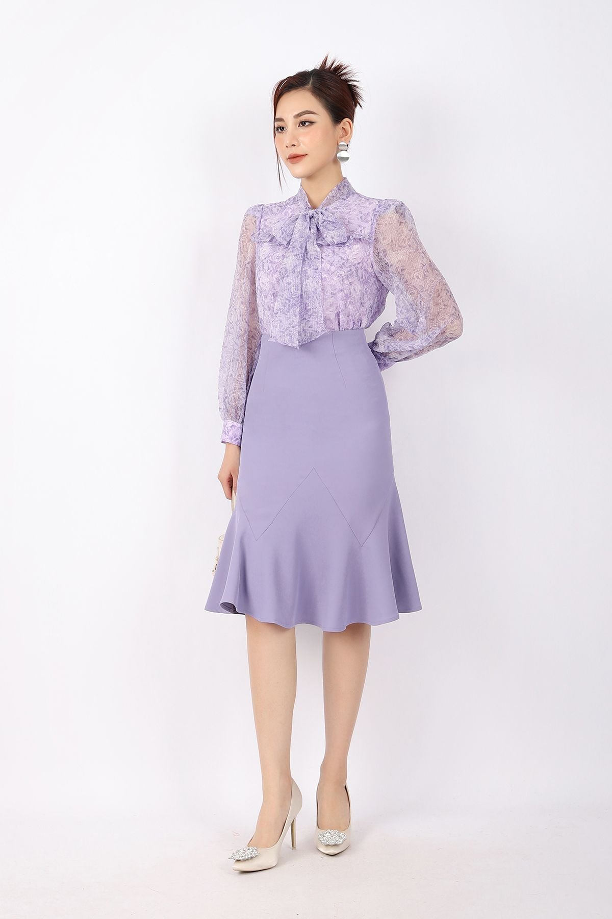 FJD51068 - Chân váy công sở vải tuytsi dáng bút chì Xoè đuôi cá cạp liền khóa thân sau - PANTIO