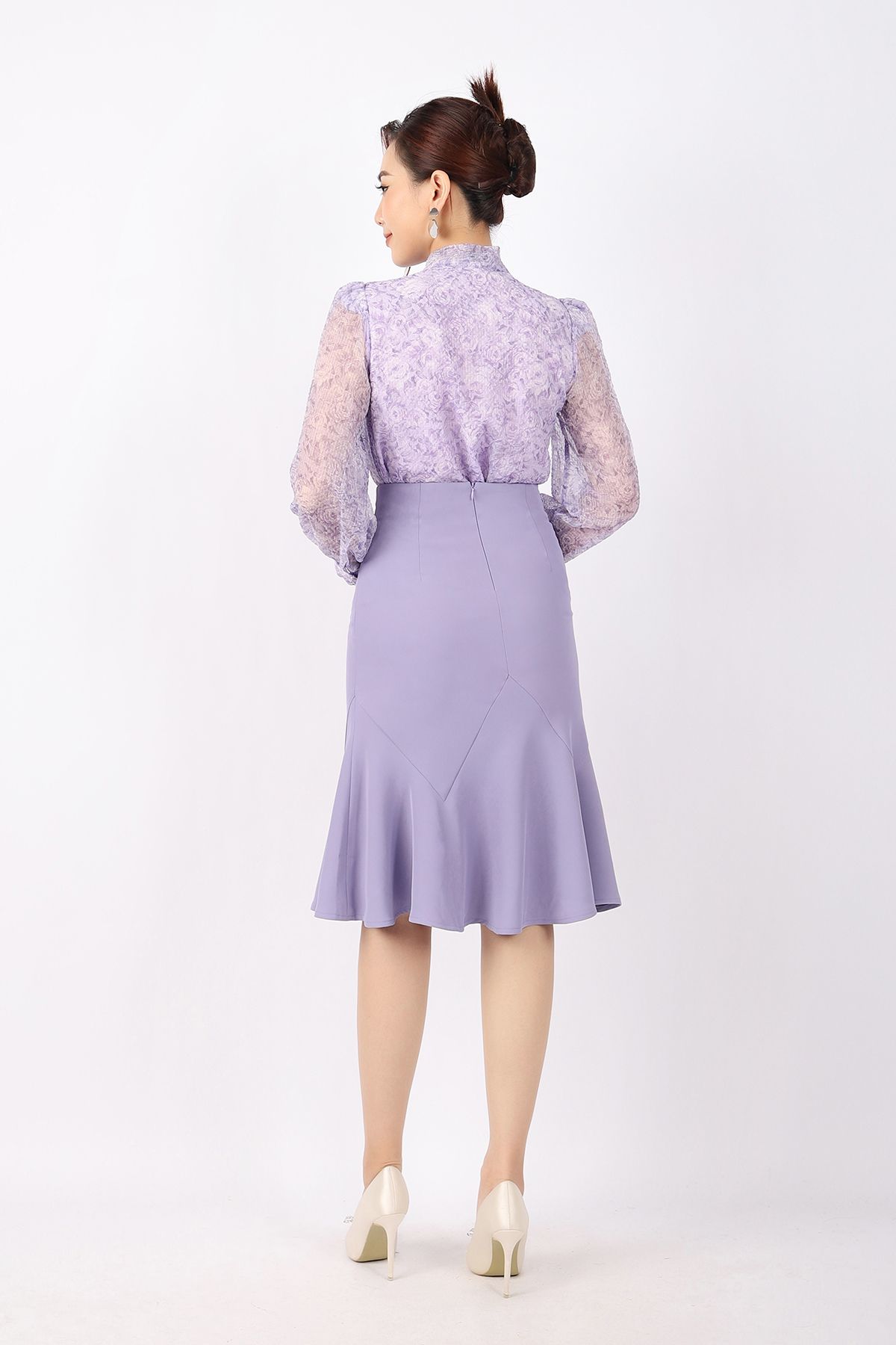 FJD51068 - Chân váy công sở vải tuytsi dáng bút chì Xoè đuôi cá cạp liền khóa thân sau - PANTIO