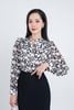 FAS33668 - Áo sơ mi công sở vải Chifon mỏng hai lớp cổ tròn xẻ vai áo phói bèo xếp ly tay bồng nhẹ - PANTIO