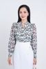 FAS33668 - Áo sơ mi công sở vải Chifon mỏng hai lớp cổ tròn xẻ vai áo phói bèo xếp ly tay bồng nhẹ - PANTIO