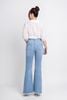 FAS33675 - Áo kiểu dạo phố vải thô dáng croptop cổ V phối cúc bọc buộc nơ eo tạo kiểu gấu tay bo chun - PANTIO
