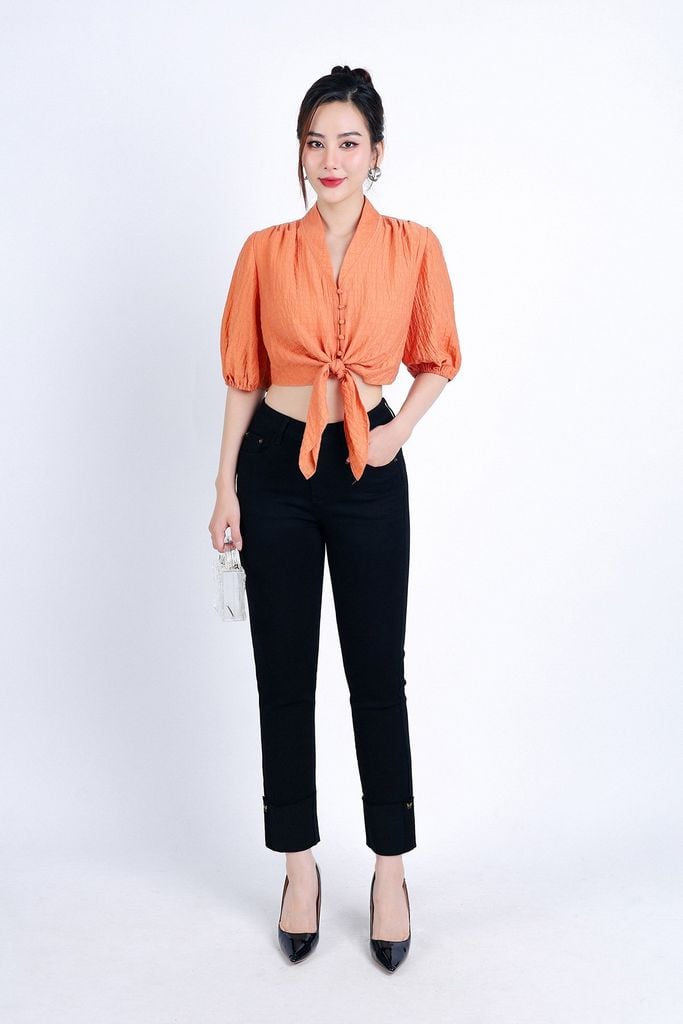 FQB172 - Quần Jean cao cấp vải Denim dáng ôm gấu gập tạo kiểu - PANTIO