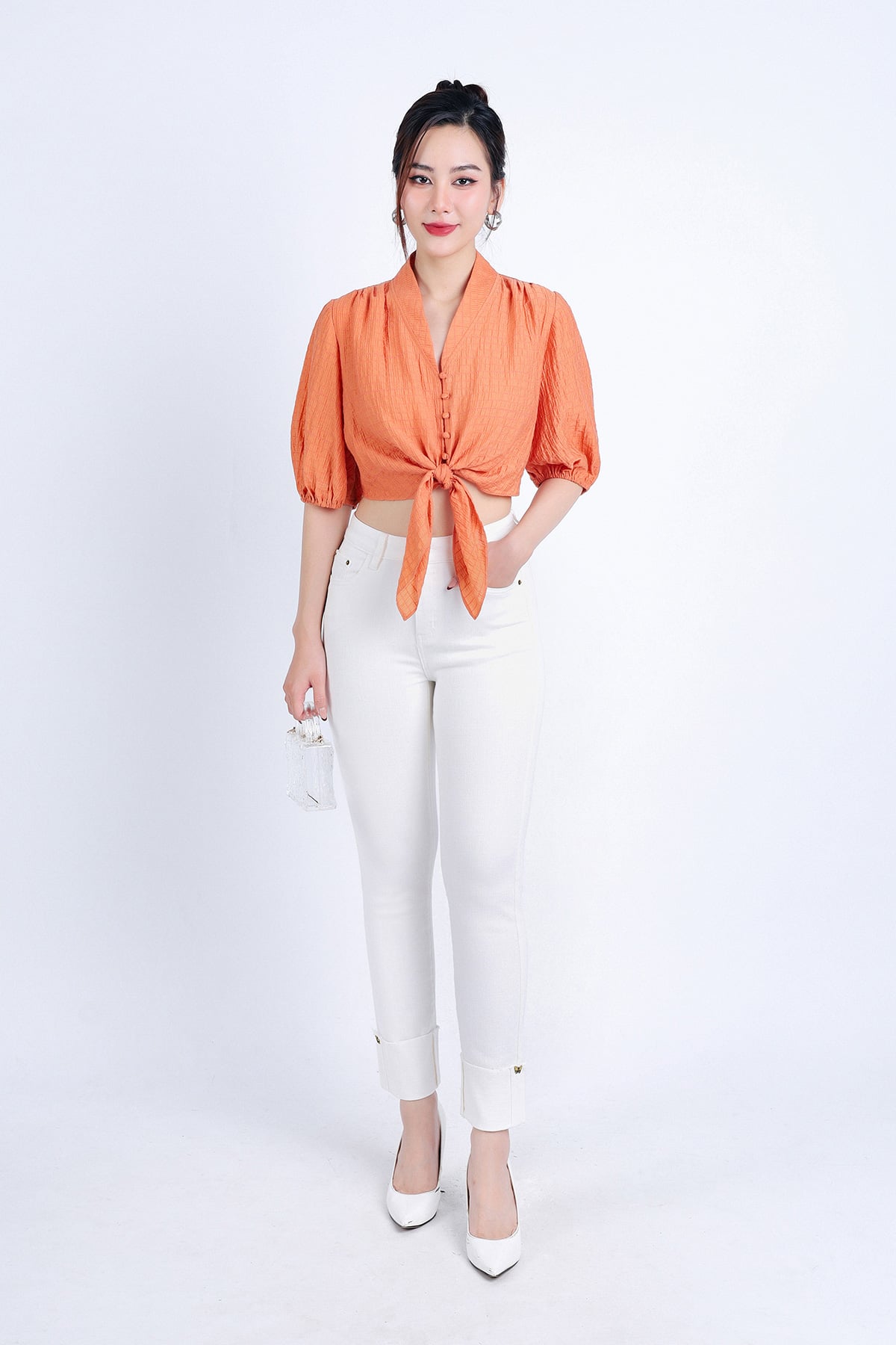 FQB172 - Quần Jean cao cấp vải Denim dáng ôm gấu gập tạo kiểu - PANTIO