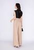 FQD51098 - Quần công sở vải thô dáng suông ống rộng cạp phối đỉa tạo kiểu thân sau có nắp túi trang trí - PANTIO