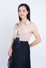 FAS33689 - Áo sơ mi công sở vải lụa tằm dáng suông cổ đức vai liền cài khuy thân trước - PANTIO