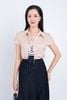 FAS33689 - Áo sơ mi công sở vải lụa tằm dáng suông cổ đức vai liền cài khuy thân trước - PANTIO