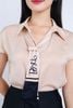 FAS33689 - Áo sơ mi công sở vải lụa tằm dáng suông cổ đức vai liền cài khuy thân trước - PANTIO