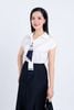FAS33689 - Áo sơ mi công sở vải lụa tằm dáng suông cổ đức vai liền cài khuy thân trước - PANTIO