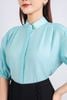 FAS33702 - Áo sơ mi công sở vải tơ dáng suông tay lỡ cổ tàu vạt bất đối xứng phối khuy trang trí cài khuy thân trước - PANTIO
