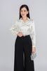 FAS33708 - Áo sơ mi công sở vải lụa satin dáng suông cổ đức V sâu xoắn nhẹ tạo kiểu - PANTIO