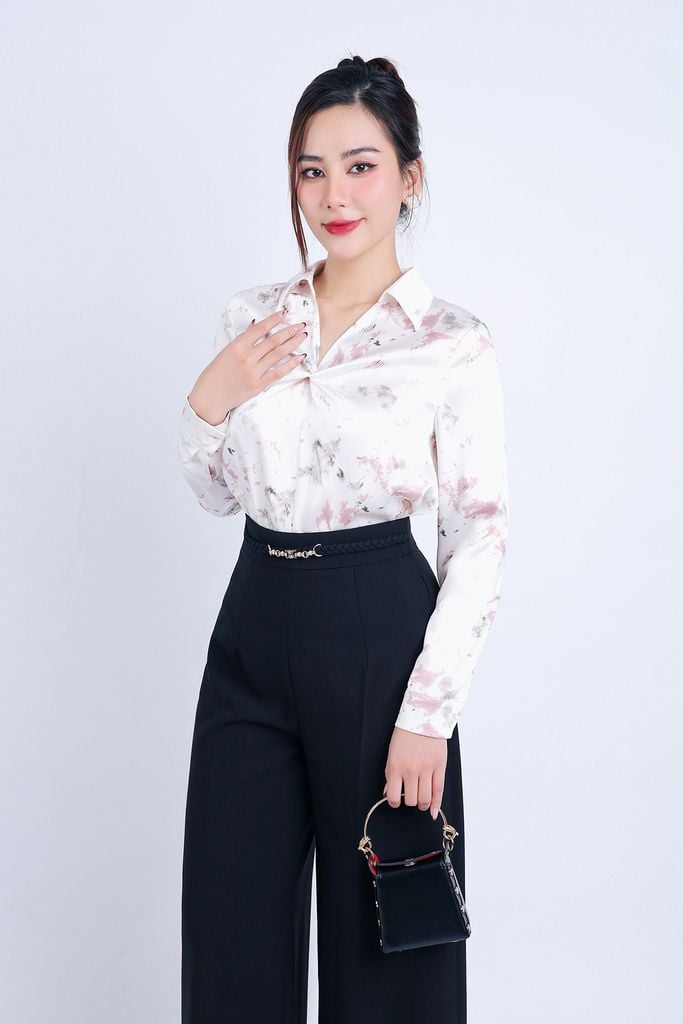 FQD51118 - Quần công sở vải tuyp xy dáng suông cạp phối xích trang trí khoá thân sau - PANTIO
