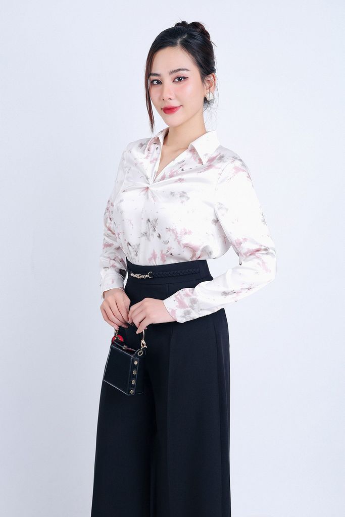FQD51118 - Quần công sở vải tuyp xy dáng suông cạp phối xích trang trí khoá thân sau - PANTIO