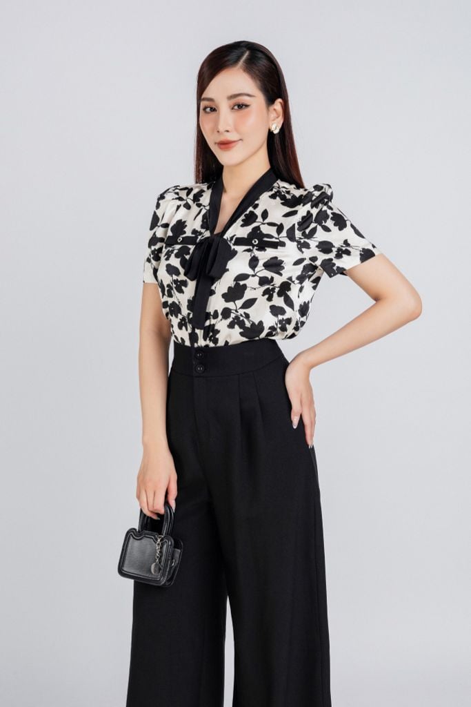 BQD33097 - Quần công sở vải Tuyp xy dáng suông ly bong tạo kiểu khóa thân trước - PANTIO