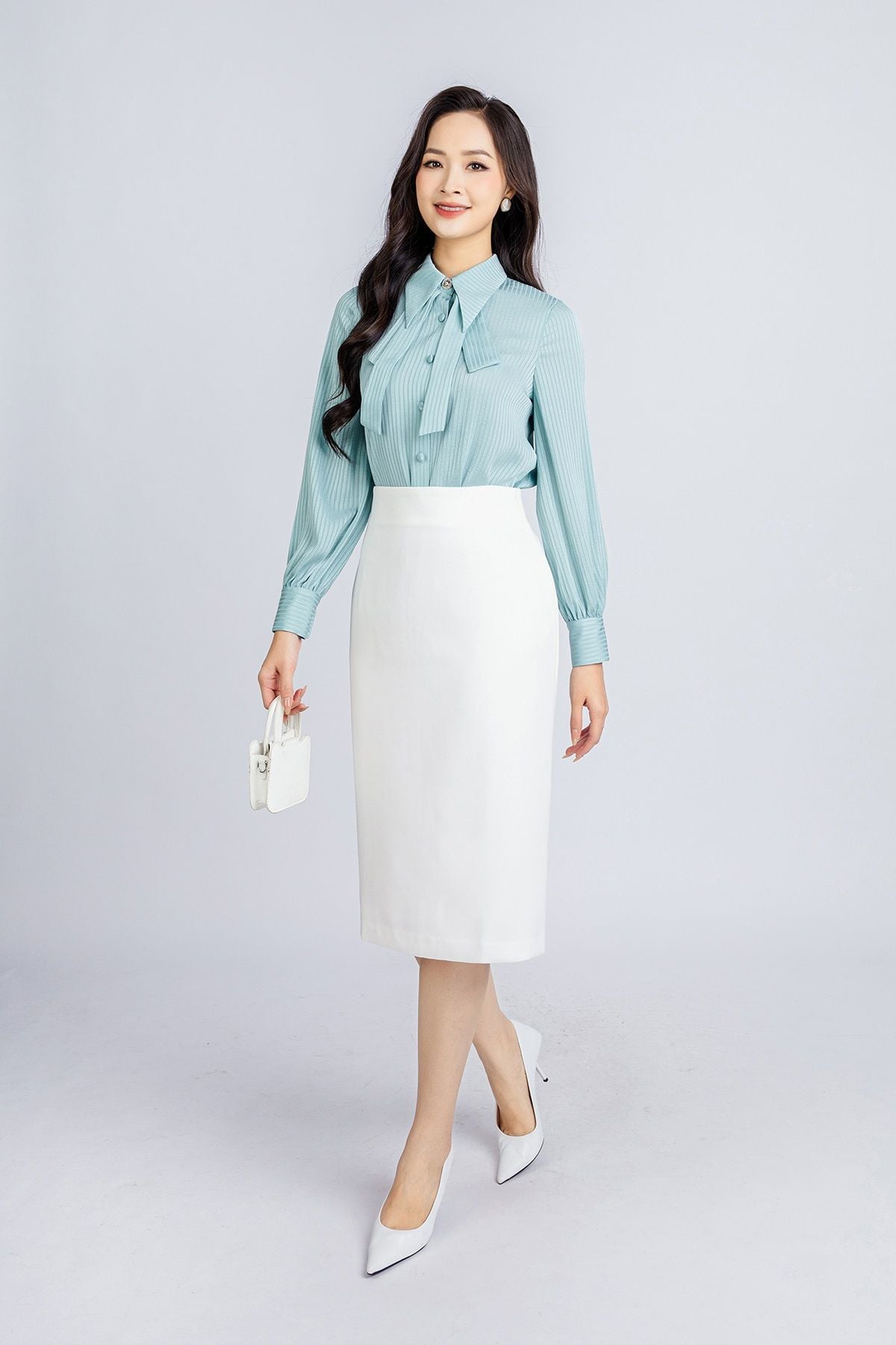 BJD72656 - Chân váy midi công sở vải thô dáng bút chì khóa thân sau dài qua gối - PANTIO