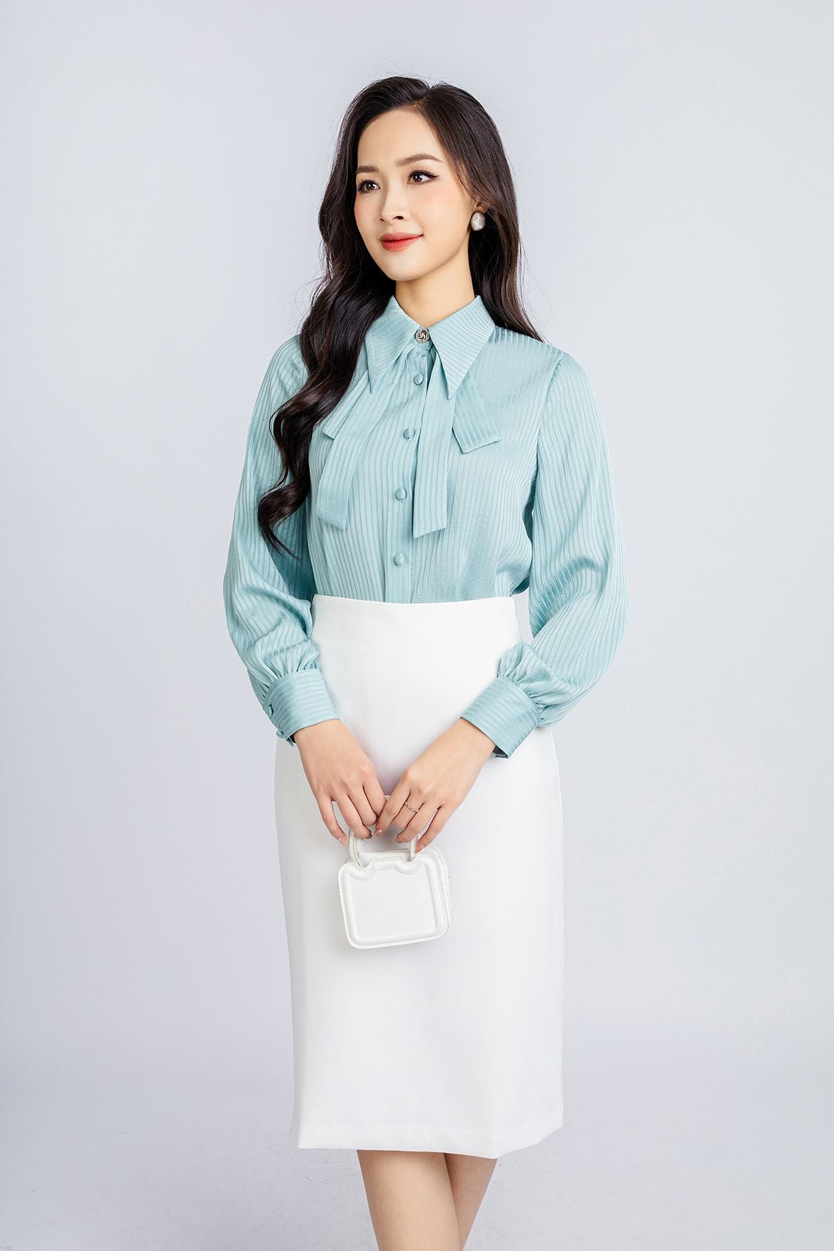 BJD72656 - Chân váy midi công sở vải thô dáng bút chì khóa thân sau dài qua gối - PANTIO