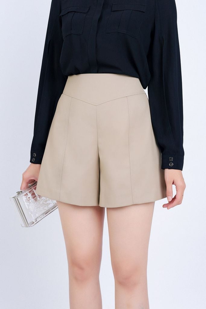 FQN5358 - Quần short dạo phố vải kaki eo đáp cạp bản to khoá thân sau - PANTIO