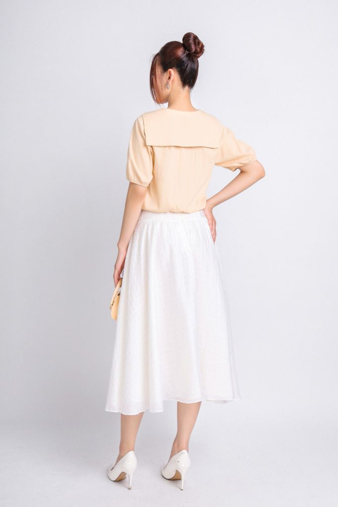 FAS33746 - Áo kiểu thô đũi dáng croptop cổ kiểu phối dây nơ gấu áo bo chun - PANTIO