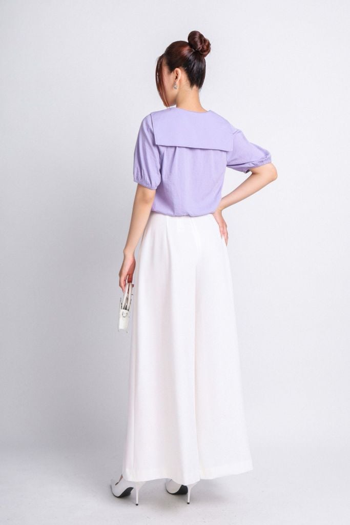 FAS33746 - Áo kiểu thô đũi dáng croptop cổ kiểu phối dây nơ gấu áo bo chun - PANTIO