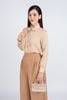 FAS33748 - Áo sơ mi công sở vải tơ kẻ sọc dáng suông cổ xếp ly có nơ đính áo tạo kiểu - PANTIO