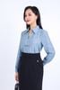 FAS33763 - Áo sơ mi công sở vải thô mỏng dáng suông cổ đức xẻ chữ V sâu thân áo đính phụ kiện kim loại trang trí - PANTIO