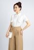 FAS33765 - Áo kiểu công sở vải tơ dáng suông cổ đức thân phối bèo tạo kiểu - PANTIO