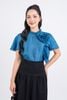 FJD51210 - Chân váy công sở vải linen hai lớp lót boi dáng chữ A dài eo đáp cạp bản to xếp nhún khoá thân sau - PANTIO