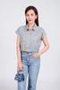 FAS33779 - Áo sơ mi công sở vải thô mỏng dáng croptop cổ đức eo rút thun tạo kiểu cài khuy trước - PANTIO