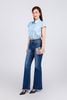 FAS33779 - Áo sơ mi công sở vải thô mỏng dáng croptop cổ đức eo rút thun tạo kiểu cài khuy trước - PANTIO