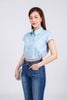 FAS33779 - Áo sơ mi công sở vải thô mỏng dáng croptop cổ đức eo rút thun tạo kiểu cài khuy trước - PANTIO