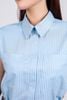 FAS33779 - Áo sơ mi công sở vải thô mỏng dáng croptop cổ đức eo rút thun tạo kiểu cài khuy trước - PANTIO