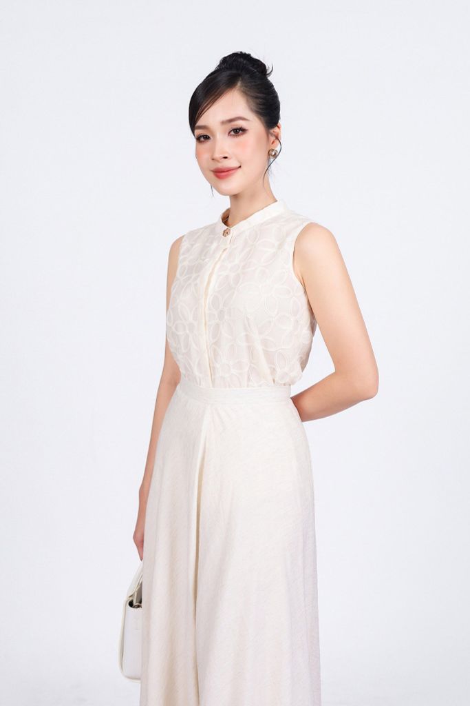 FJD91241 - Chân váy dài công sở vải thô mỏng dáng suông thân váy phối vạt bất đối xứng thời trang - PANTIO