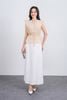 FAS33842 - Áo sơ mi công sở vải tơ dáng peplum cổ xẻ V tay cánh tiên thân áo phối chun co giãn - PANTIO