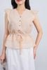 FAS33842 - Áo sơ mi công sở vải tơ dáng peplum cổ xẻ V tay cánh tiên thân áo phối chun co giãn - PANTIO