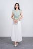 FAS33842 - Áo sơ mi công sở vải tơ dáng peplum cổ xẻ V tay cánh tiên thân áo phối chun co giãn - PANTIO