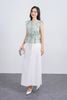 FAS33842 - Áo sơ mi công sở vải tơ dáng peplum cổ xẻ V tay cánh tiên thân áo phối chun co giãn - PANTIO