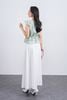 FAS33842 - Áo sơ mi công sở vải tơ dáng peplum cổ xẻ V tay cánh tiên thân áo phối chun co giãn - PANTIO