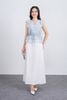 FAS33842 - Áo sơ mi công sở vải tơ dáng peplum cổ xẻ V tay cánh tiên thân áo phối chun co giãn - PANTIO