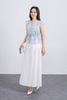 FAS33842 - Áo sơ mi công sở vải tơ dáng peplum cổ xẻ V tay cánh tiên thân áo phối chun co giãn - PANTIO