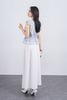 FAS33842 - Áo sơ mi công sở vải tơ dáng peplum cổ xẻ V tay cánh tiên thân áo phối chun co giãn - PANTIO