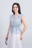 FAS33842 - Áo sơ mi công sở vải tơ dáng peplum cổ xẻ V tay cánh tiên thân áo phối chun co giãn - PANTIO