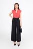 FAS34000 - Áo sơ mi công sở vải chiffon xốp dáng suông cổ xẻ V tay chờm có đệm vai - PANTIO
