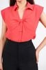 FAS34000 - Áo sơ mi công sở vải chiffon xốp dáng suông cổ xẻ V tay chờm có đệm vai - PANTIO