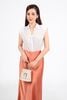 FAS34000 - Áo sơ mi công sở vải chiffon xốp dáng suông cổ xẻ V tay chờm có đệm vai - PANTIO